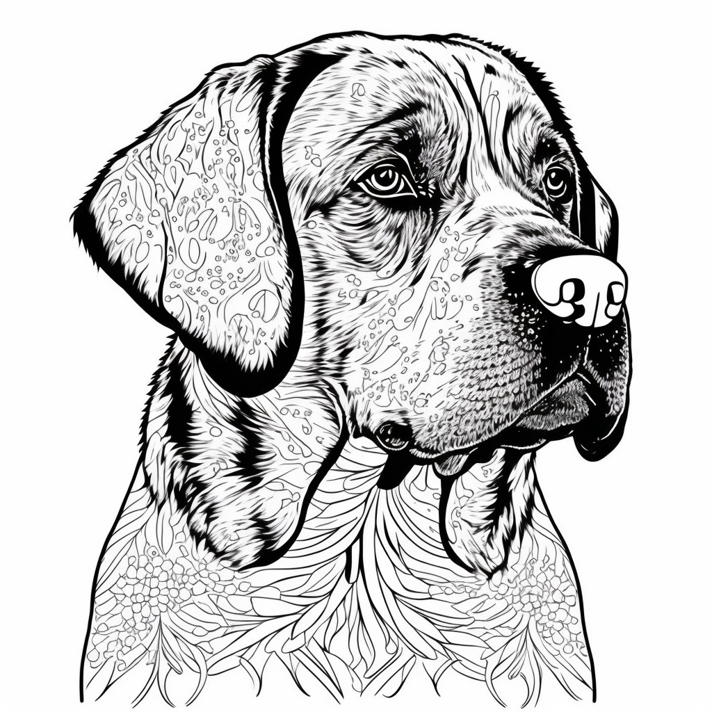 Köpek Çizimi - Siyah Beyaz - Boyama Kitabı